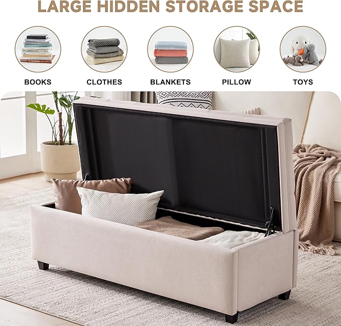 Mangodan 50" Storage Ottoman Bench, Tufted Ottoman