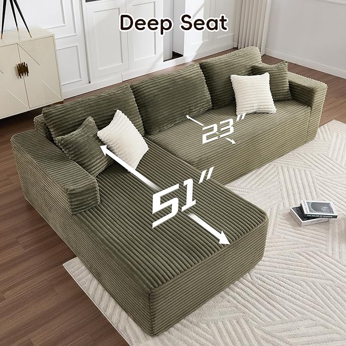 Opiesit 108" Boneless Couches for Living Room, Modular Sectional Sofa