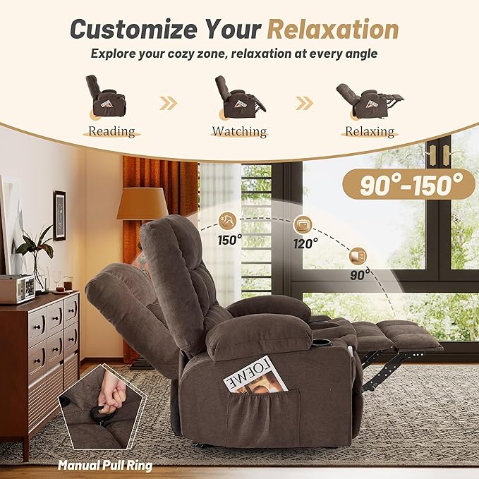 Rocker Recliner Chair with Massage and Heat, Nursery Rocking Chairs