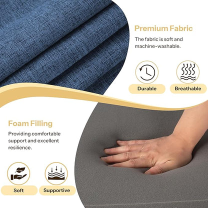 Recliner Cushions for Elderly 20X20X4 Inch Thick Seat Cushion for Recliner Chair with Non-Slip Bottom and Washable Cover Square Chair Cushions for Couch, Armchair, Floor (1, Blue)