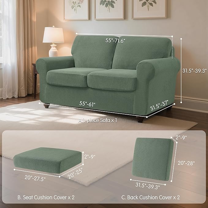 SUBRTEX 5 Pieces Stretch Sofa Slipcover Sets Couch Cover Sets Backrest Cushion