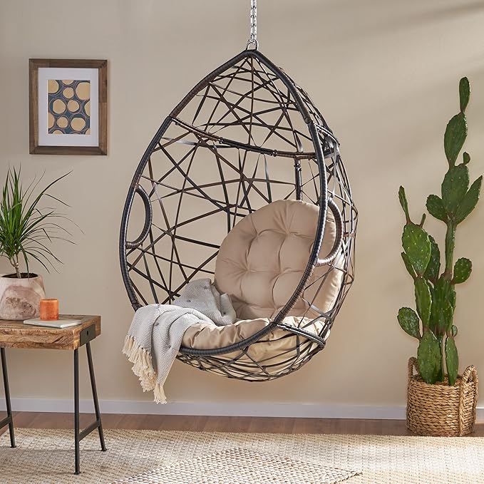 Christopher Knight Home Isaiah Indoor/Outdoor Wicker Tear Drop Hanging Chair