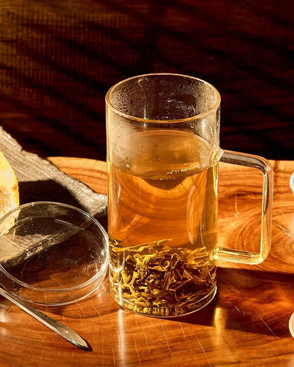FLFK 20 oz Glass Coffee Mug with Lid - Large Clear Tea Mug, Beer Mug and Big Coffee Mug