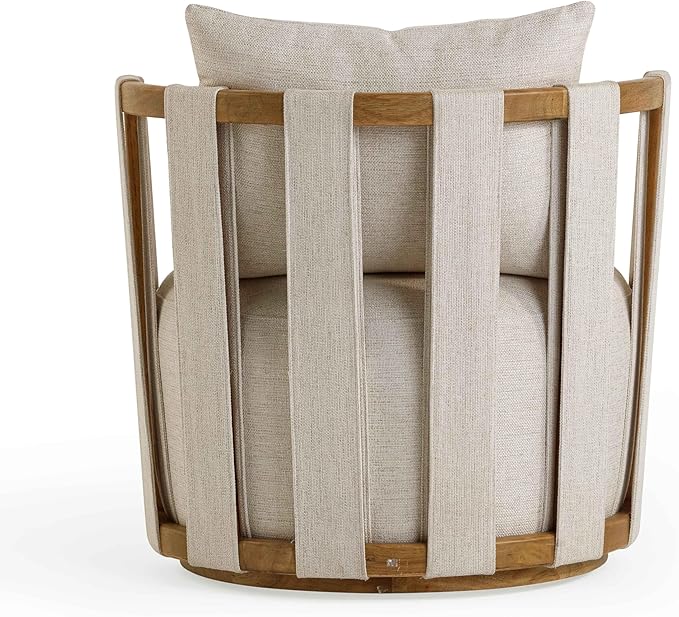 First of a Kind Swivel Chair in Cream Linen
