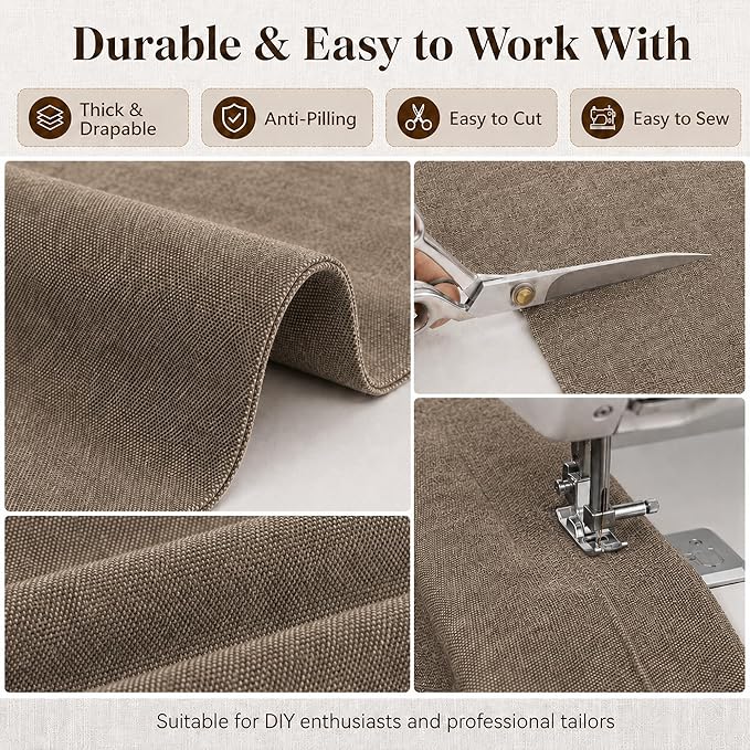 Mini Chenille Linen Blend Upholstery Fabric by the Yard, 57 Inch Wide Soft