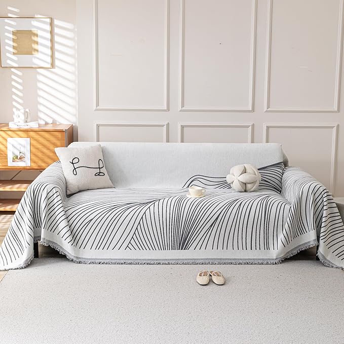 Boho Chenille Couch Cover for Dogs, Non Slip Sofa Cover, Couch Slipcover Covers