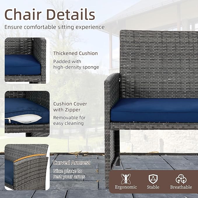 4 Piece Patio Ratten Set Outdoor Furniture Set Wicker Conversation Set