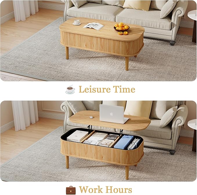 Fluted Lift Top Coffee Table