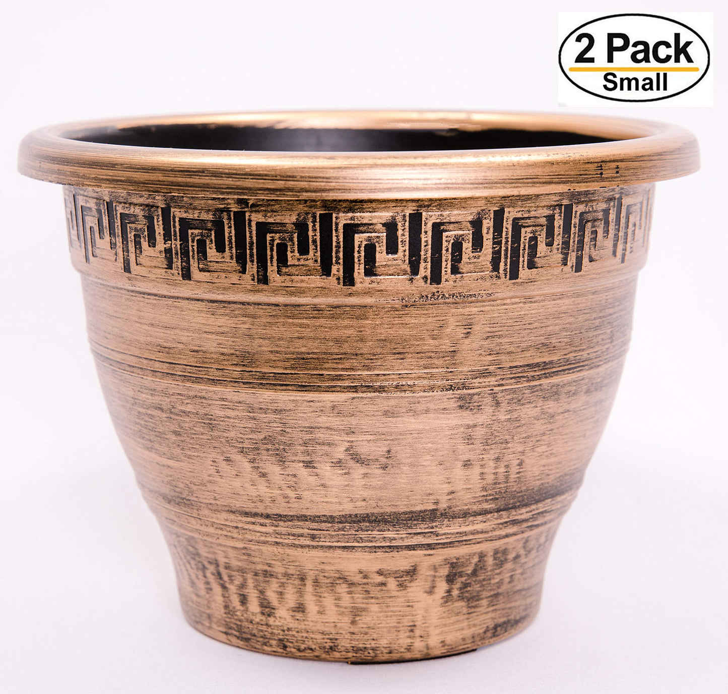 Ancient Greek Inspired Design Plastic Planter 10X7 Flowerpot for Indoor, Outdoor, Garden, Patio, Office Ornaments, Home Decor, Long Lasting Reusable, Light Weight, Water Resistant (Gold-G)