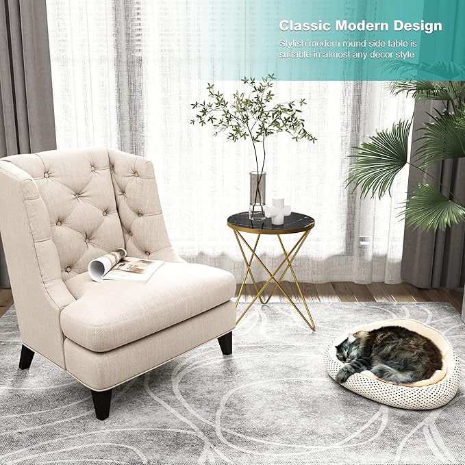 HLR Modern Round Side Table, End Table