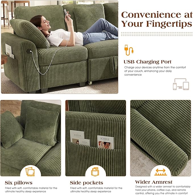 Ihanherry 8-Seater Large Sectional Sofa Bed