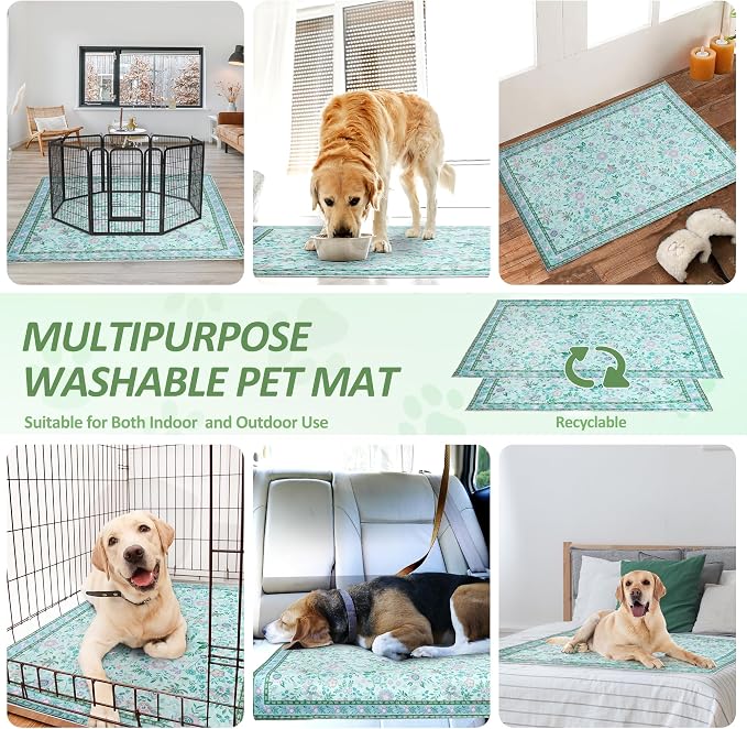 Washable Pee Pads for Dogs, 2Pack Reusable Puppy Pads Dog Potty Training Pads, Flower Waterproof Dog Pee Pads Mat , Whelping Pad, Non-Slip Protects Against Urine Leakage,36"x 36"