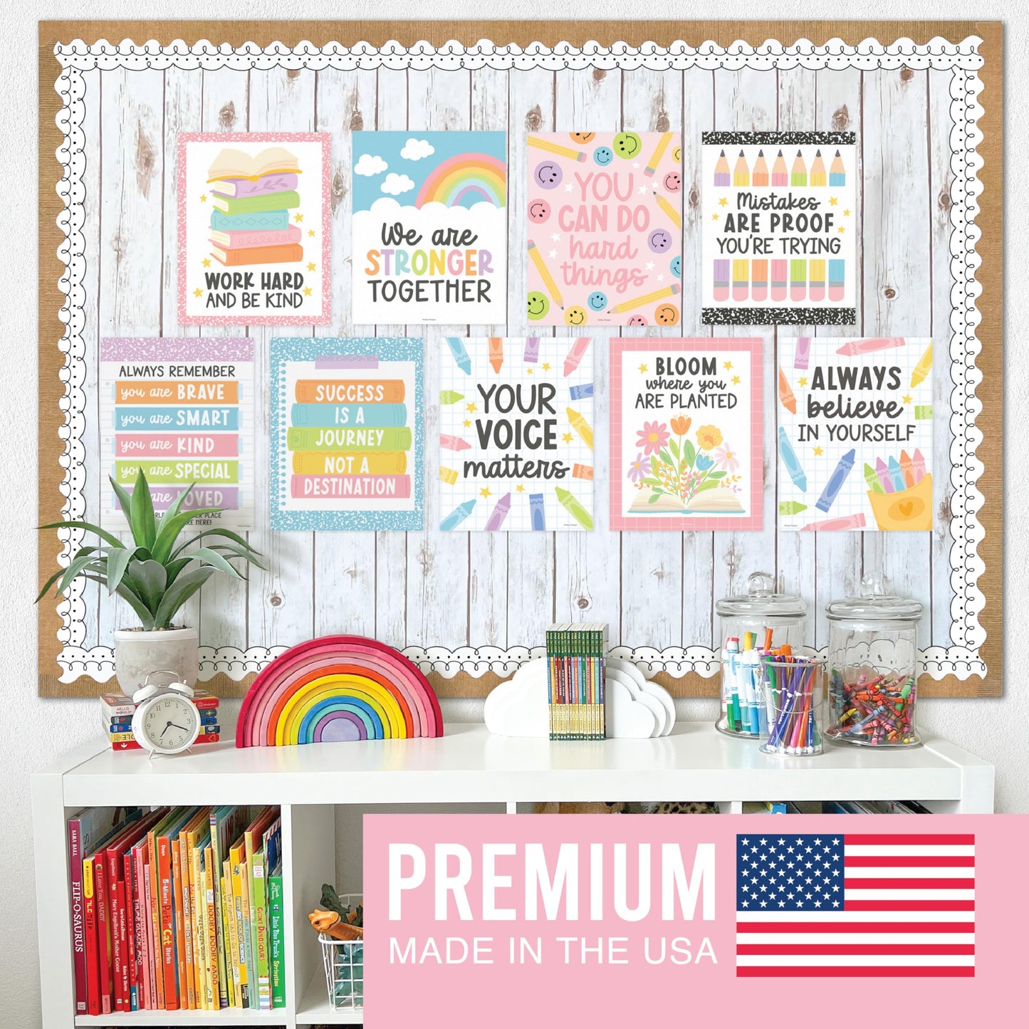 Hadley Designs Motivational Poster for Classroom Decor -9 Growth Mindset Classroom Posters Elementary, Inspirational Wall Decor Middle School, Teacher Must Haves, Pastel Bulletin Board Decorations