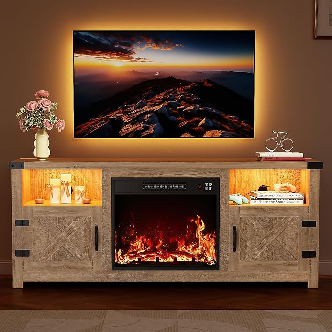YESHOMY LED Fireplace TV Stand