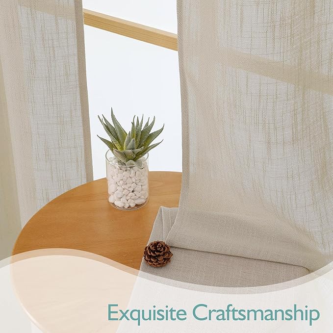 Chyhomenyc Semi Sheer Curtains 96 Inches Long 2 Panels