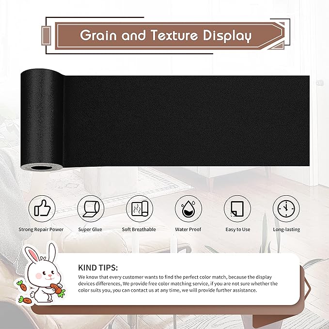 KING MOUNTAIN Leather Repair Patch, 4 x 63 Inches self Adhesive Leather Repair