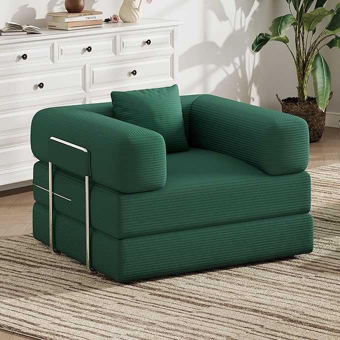 BSHOMGI Folding Sofa Bed, 2 in 1 Convertible Sofas to Lounger Comfy Single Bean