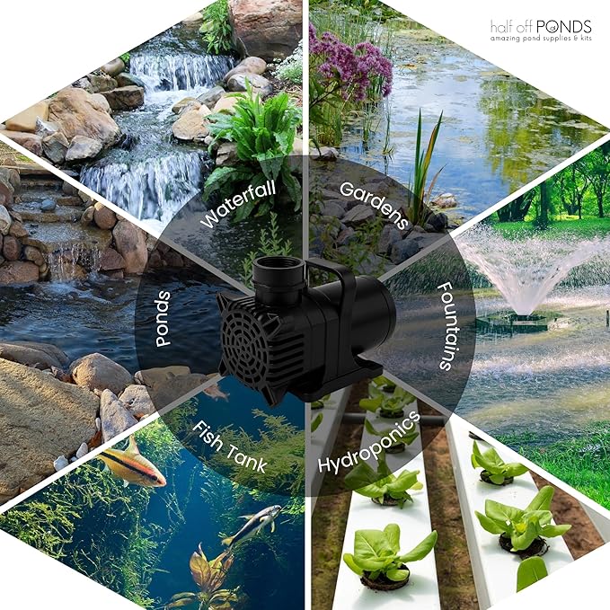HALF OFF PONDS Submersible Water Pump, 550 GPH Pond Pump with 33FT Power Cord and 11FT Max Head, 54W Ultra Quiet Energy Efficient Pump for Koi Pond, Fountain, Waterfall, Water Garden, Skimmer