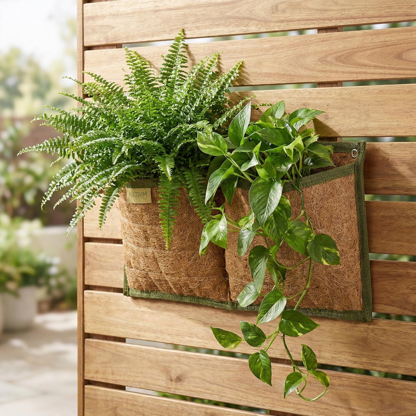 Austram Wall Hanging Planter, 2 Pocket, Hanging herb Planter, wall Mounted Plant Holder, Vertical herb Garden, Plant Hanger Indoor, Boho Kitchen Decor, Porch and Balcony Decor, Fence planters
