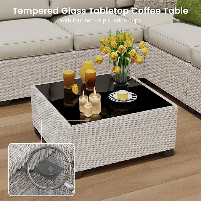 olimix 8 Piece Outdoor Patio Furniture Set, Outdoor Sectional Furniture