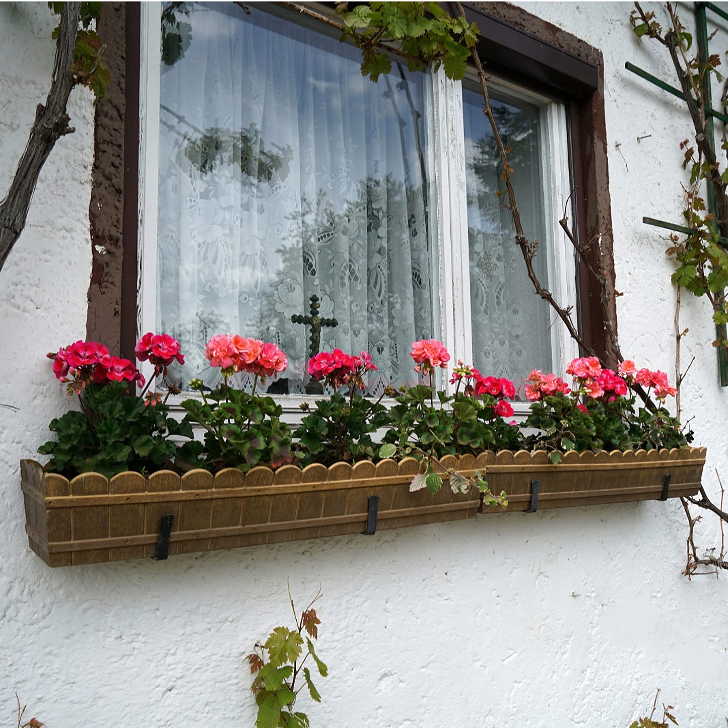 Maotong Adjustable Window Planter Box Brackets 4 Pack, Heavy Duty Wall Mount Flower Box Holder for Planter Box Depth (Front to Back) 6 to 12 Inches, Black