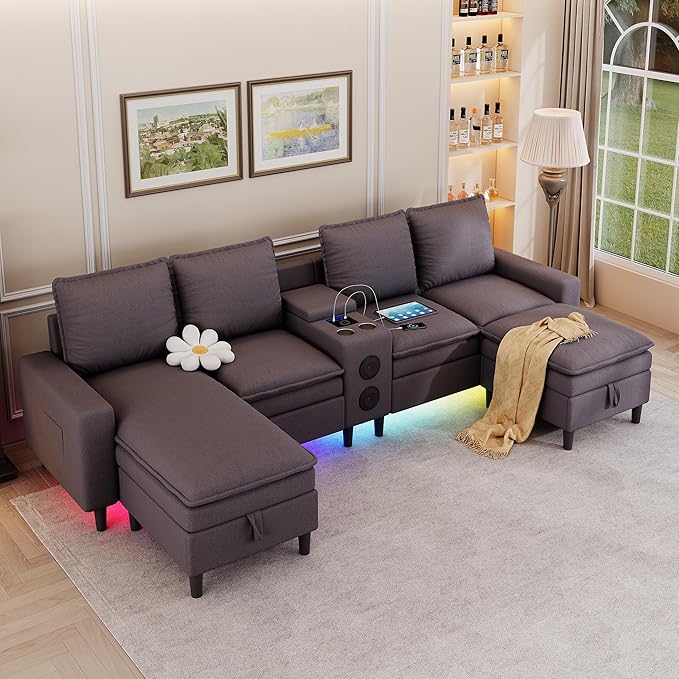 Sectional Couches for Living Room, 4 Seat Sectional Sofa