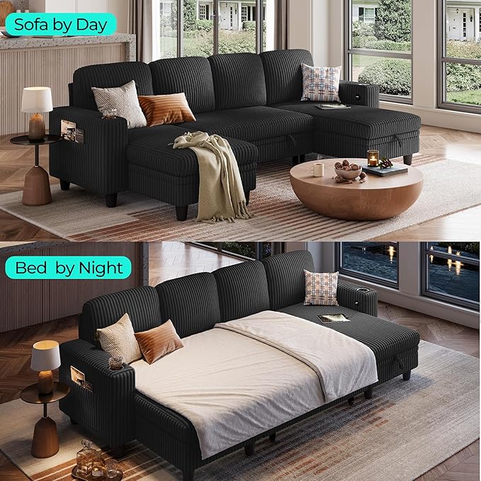 LINSY HOME Sectional Sleeper Sofa Pull Out Couches