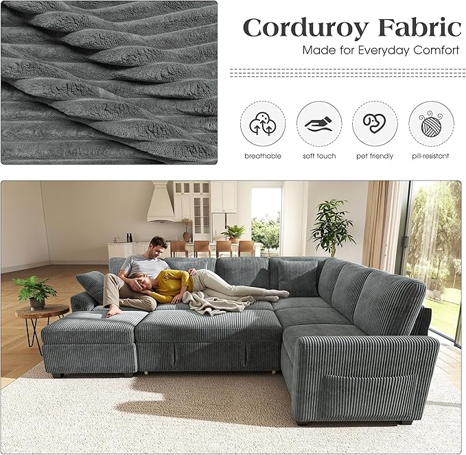 Ihanherry 7-Seater Large Sectional Sofa Bed