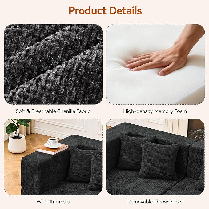 MONVANE Modular Sectional Sofa, Oversized 12 Seat Convertible U Shaped Couch