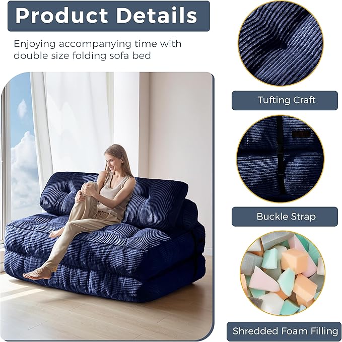 MAXYOYO Folding Sofa Bed, Convertible Sleeper Chair