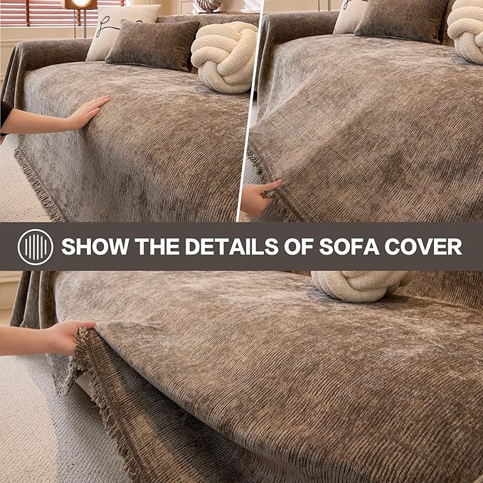 DREAMINGO Chenille Sofa Cover Washable Pet Couch Protector Cover Textured Couch