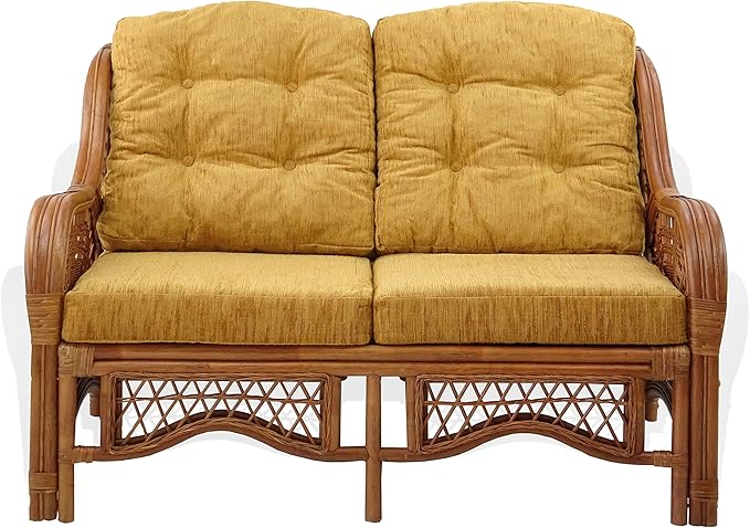 Malibu Lounge Loveseat Sofa Natural Rattan Wicker Handmade Design