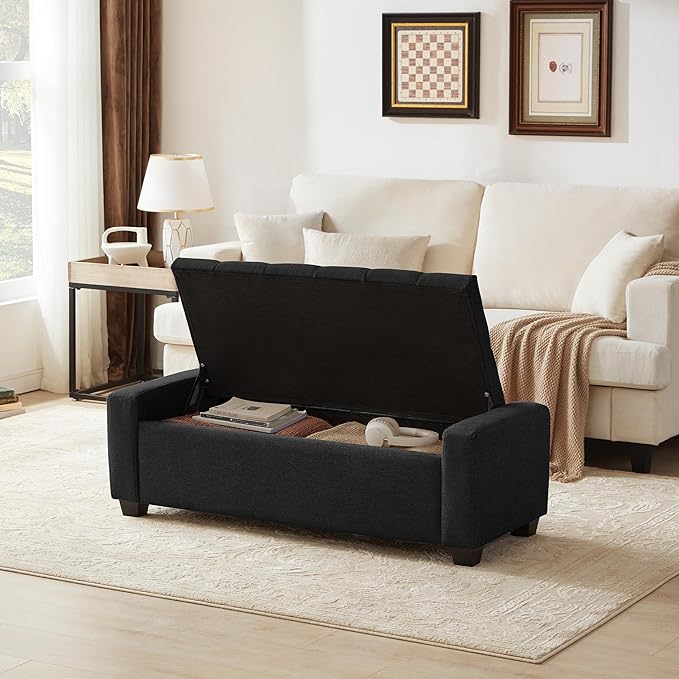 Huatean Home 48" Ottoman with Storage, Upholstered Entryway Bench with Seating
