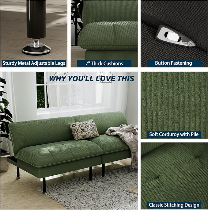 Ribilake 70" Futon Sofa Bed, 4 in 1 Multi-Function Couch Sleeper
