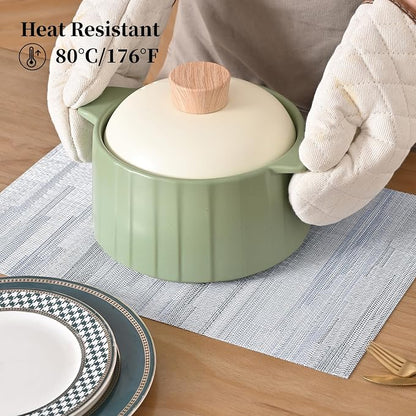 Leetaltree LightSteel Blue Placemats Set of 4 - Heat Resistant Non-Slip Place mats for Dining Table, Washable Durable PVC Vinyl Woven Table Mats（LightSteel Blue, 4）