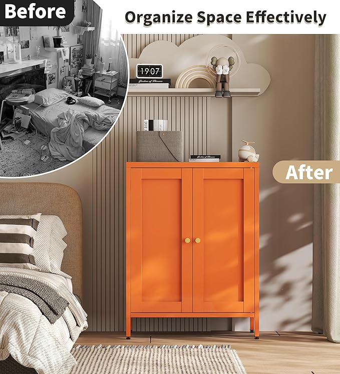 Orange Metal Storage Cabinet