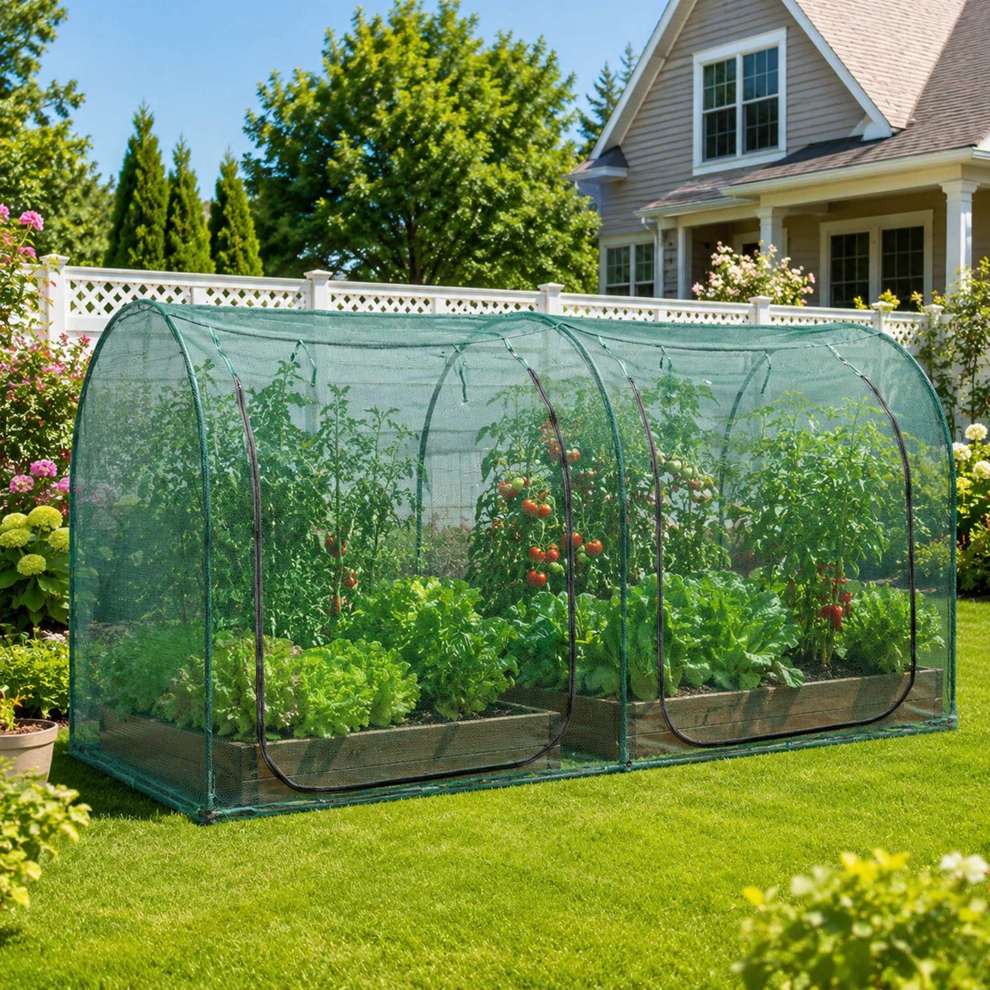 Large Tunnel 8.2'x4' Plant Netting Cover 4FT Tall Crop Cage Netting Pest Guard Cover for Vegetables Fruits Durable Gardening Net for Plant and Animal