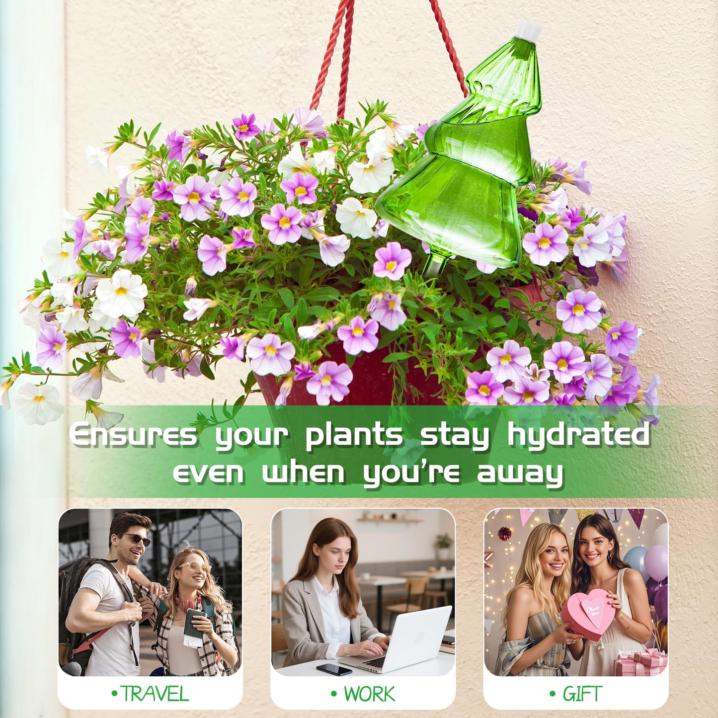 12 oz Large Plant Watering Globes, Glass Self Watering Globes, Unique Christmas Tree Self Watering Planter Insert, Vacation Plant Watering Devices, Automatic Watering Bulbs (Large-2 Pack)