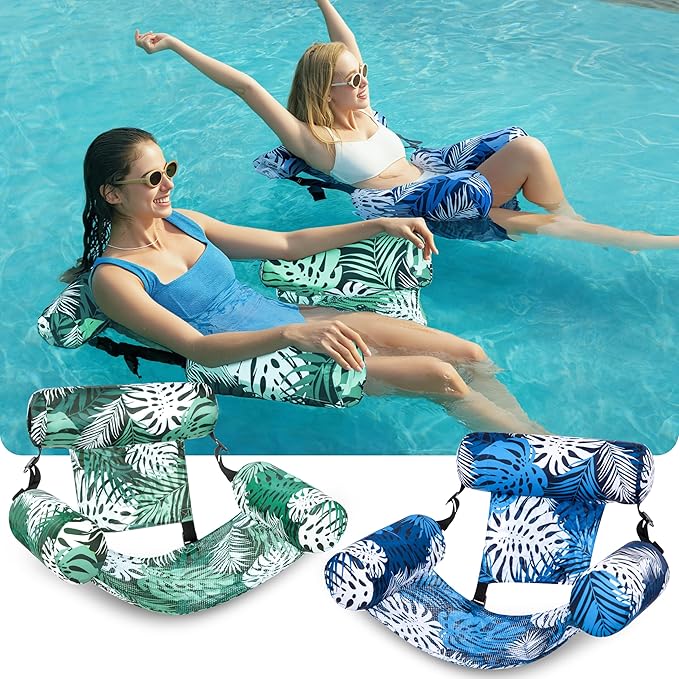 SLOOSH Inflatable Pool Floats Adult, 2 Packs Floating Lounge Chairs, Blow up
