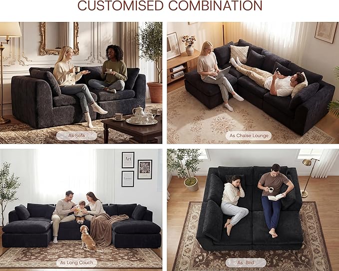 GRUSIGN 141'' Oversized Boneless Cloud Couch