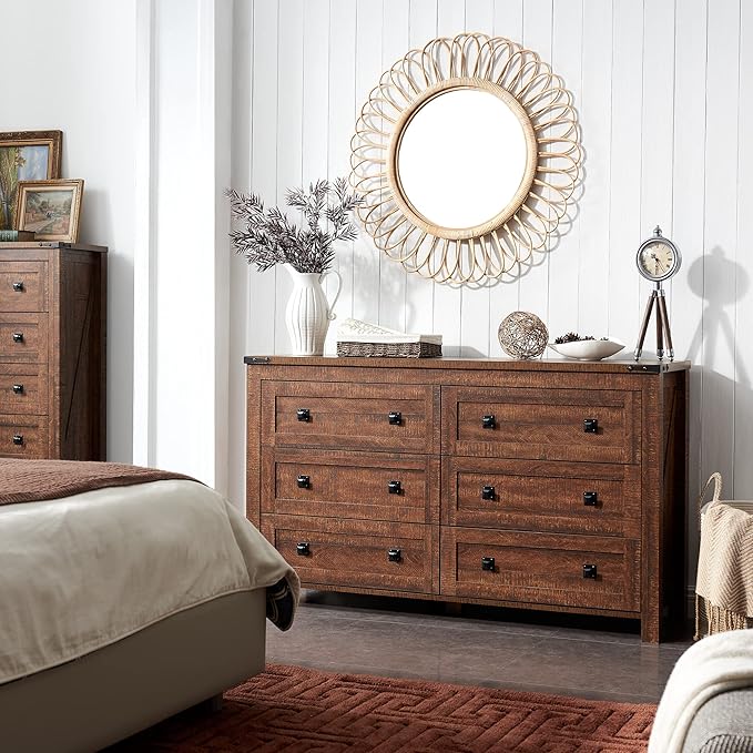 T4TREAM Farmhouse 6 Drawers Dresser