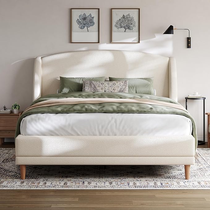 Christopher Knight Home Hazel Queen Size Bed Frame, Upholstered Platform Bed