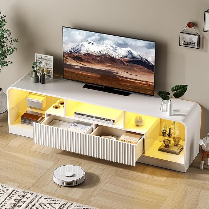 TV Stand for 60/65/70 Inch TVs, Modern Curved TV Console
