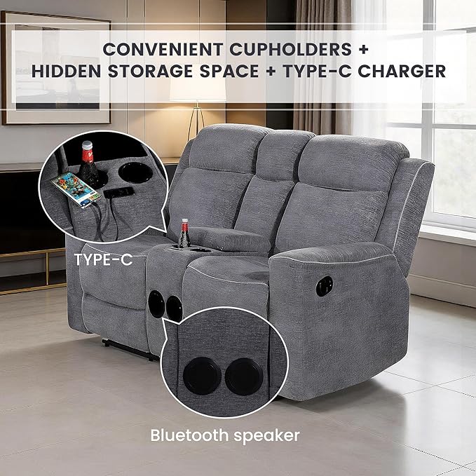Betsy Furniture Soft Microfiber Manual Reclining Loveseat