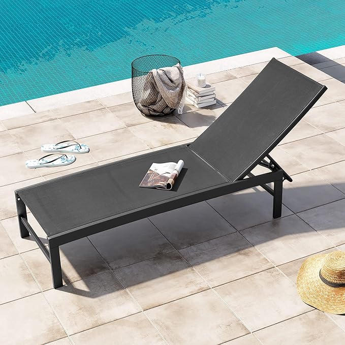 Crestlive Products Outdoor Lounge Chairs, Aluminum Pool Chaise Lounge Chairs