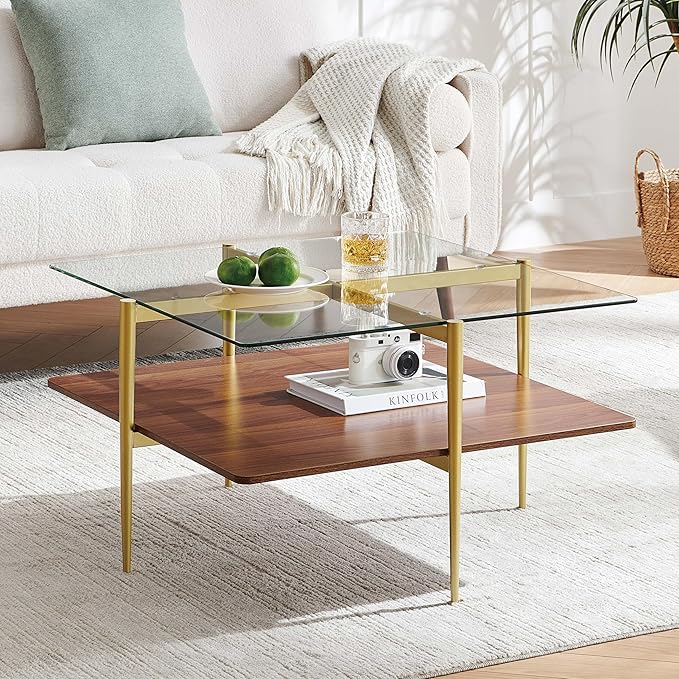 LumFurn X-Large Oval Glass Coffee Table, Mid-Century Modern Design, L47 x W24 x