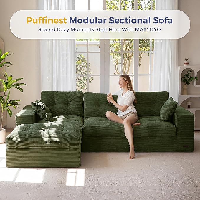 MAXYOYO 104" L Shaped Modular Sectional Sofa