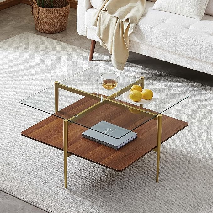 LumFurn X-Large Oval Glass Coffee Table, Mid-Century Modern Design, L47 x W24 x