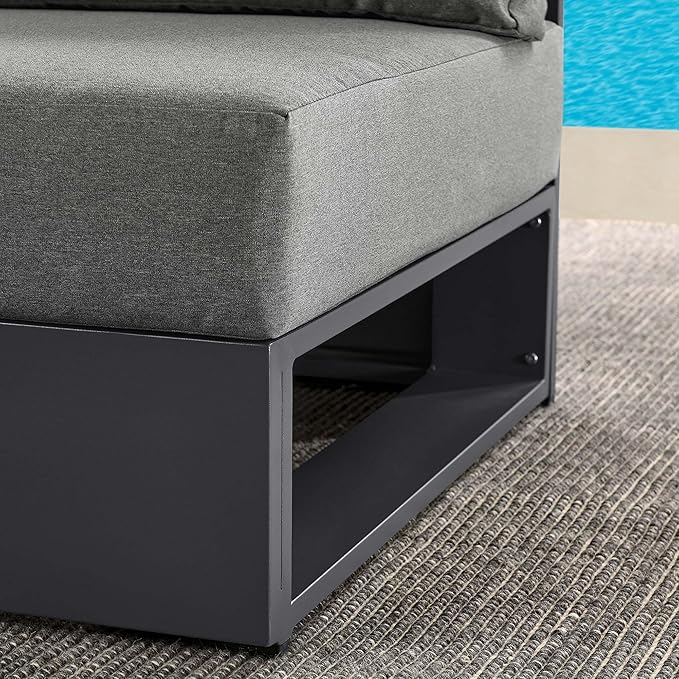 Modway Tahoe Aluminum Armless Patio Gray Charcoal Modular Weather-Resistant