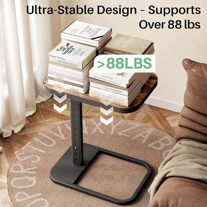 Kitstorack TV Tray Table, Adjustable Height & Flip-Top & Rounded Metal Corners